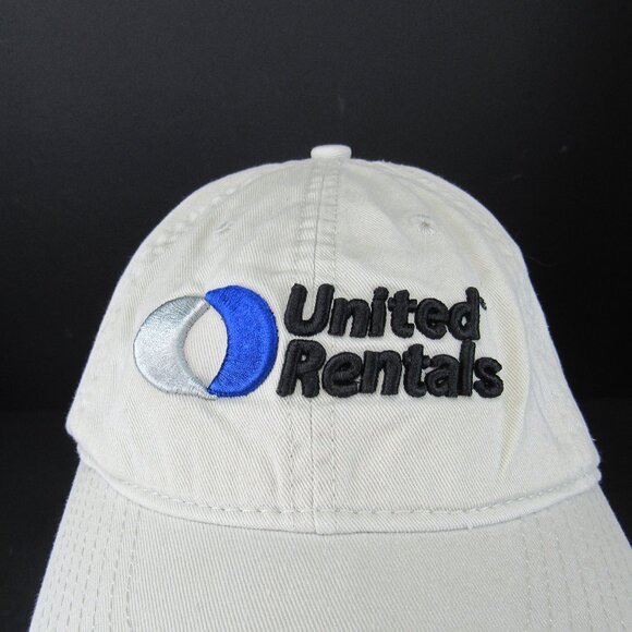 United Rentals Embroidered Logo Men's Beige Adjustable Strap Back Cap Hat - Picture 1 of 8